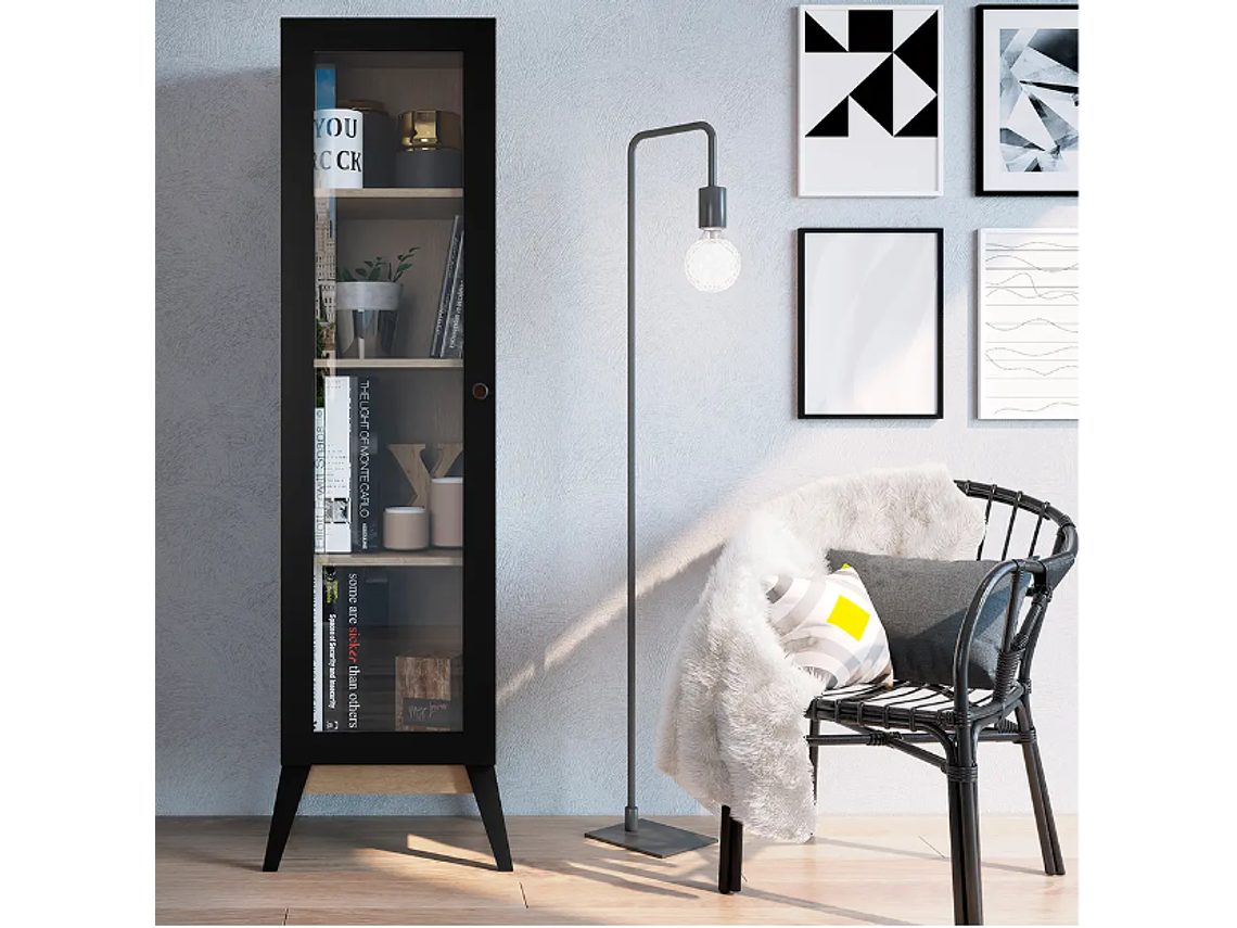 VITRINA BE DESIGN 1 PUERTA NEGRO MALTA 4