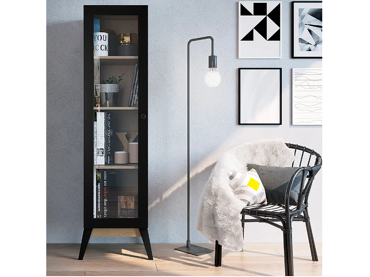 VITRINA BE DESIGN 1 PUERTA NEGRO MALTA 4