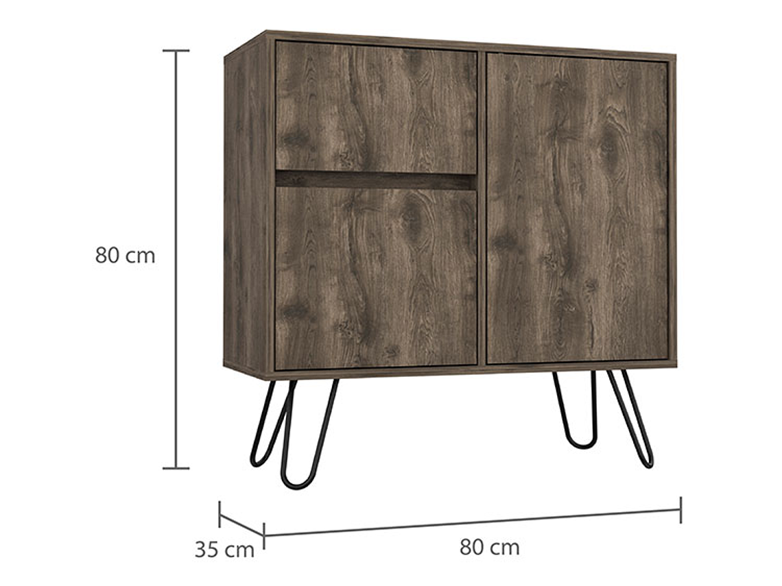 BUFFET TUHOME ANDORRA Z 80 2 PUERTAS 1 CAJÓN CAFÉ 3