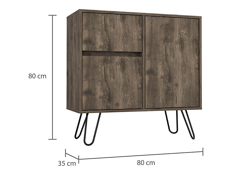 BUFFET TUHOME ANDORRA Z 80 2 PUERTAS 1 CAJÓN CAFÉ 3
