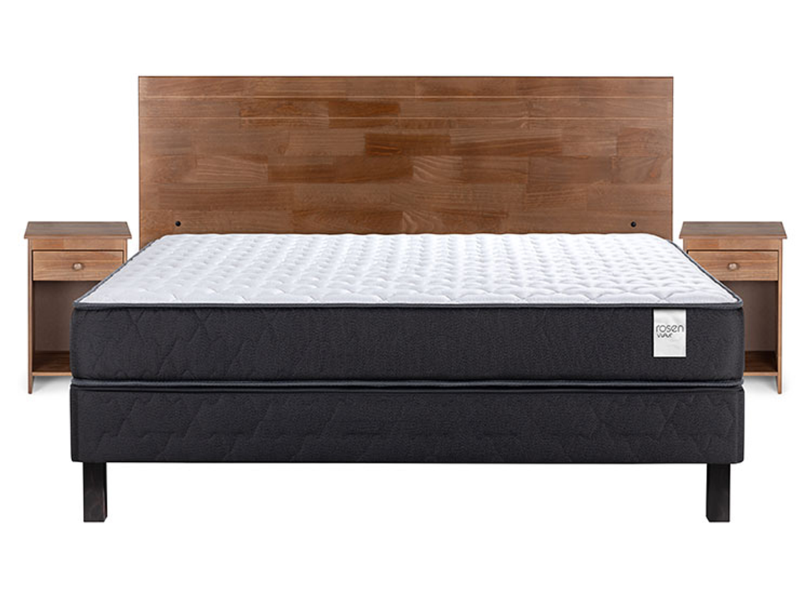 JUEGO DE DORMITORIO ROSEN CAMA EUROPEA WAVE 2 PLAZAS + SET TABOR CARAMEL 1