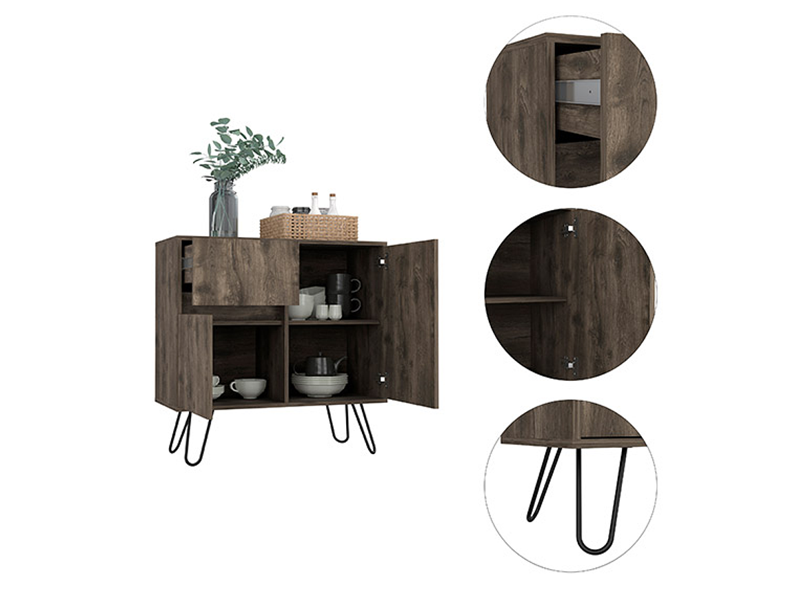 BUFFET TUHOME ANDORRA Z 80 2 PUERTAS 1 CAJÓN CAFÉ 8