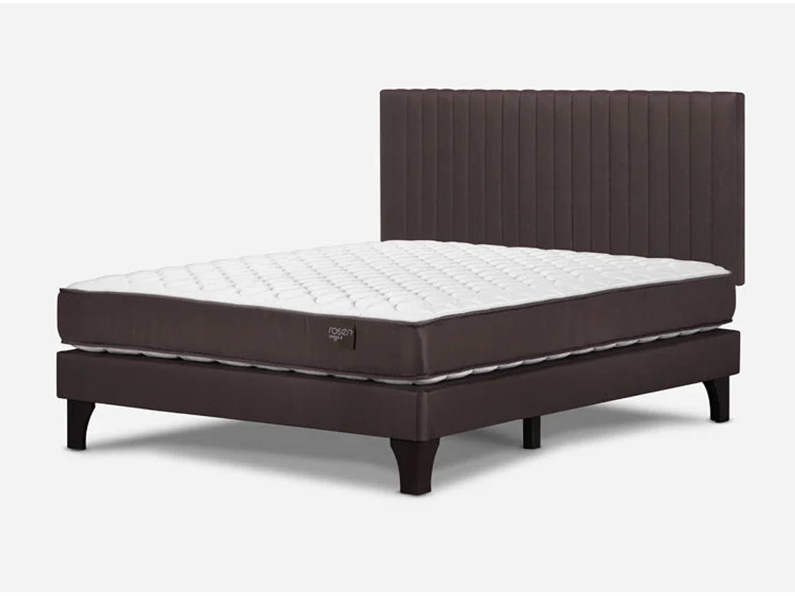 JUEGO DE DORMITORIO ROSEN CAMA EUROPEA ERGO T NEW 2 PLAZAS B/N + RESPALDO LUCIO CHOCOLATE 2