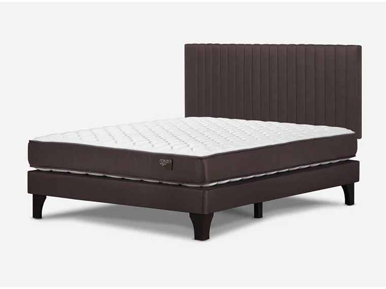 JUEGO DE DORMITORIO ROSEN CAMA EUROPEA ERGO T NEW 2 PLAZAS B/N + RESPALDO LUCIO CHOCOLATE 2