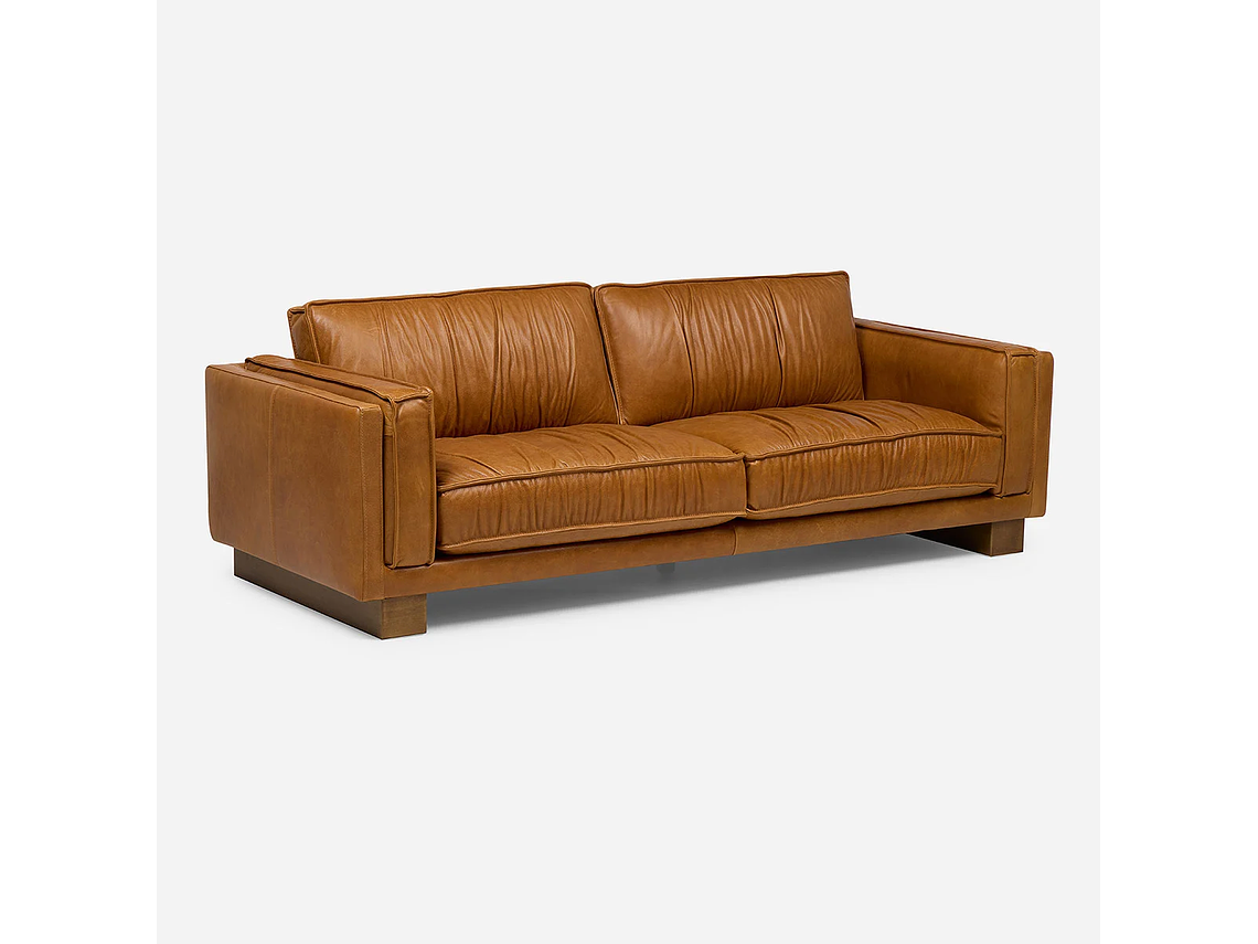 SOFÁ TURIN 3,5 CUERPOS CUERO CARAMELO 1