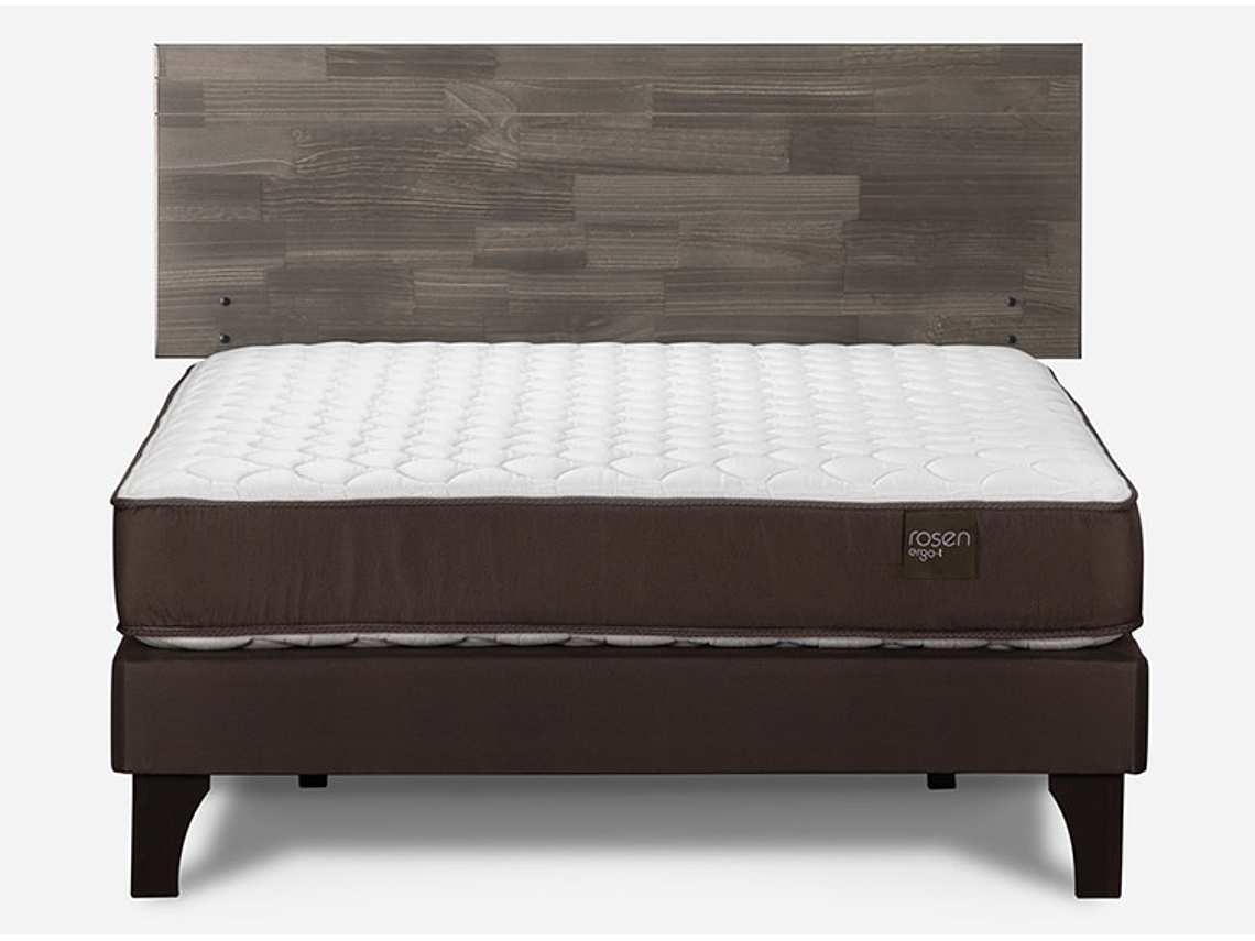 JUEGO DE DORMITORIO ROSEN CAMA EUROPEA ERGO T NEW BN 2 PLAZAS CAFÉ + RESPALDO TABOR GRIS 1