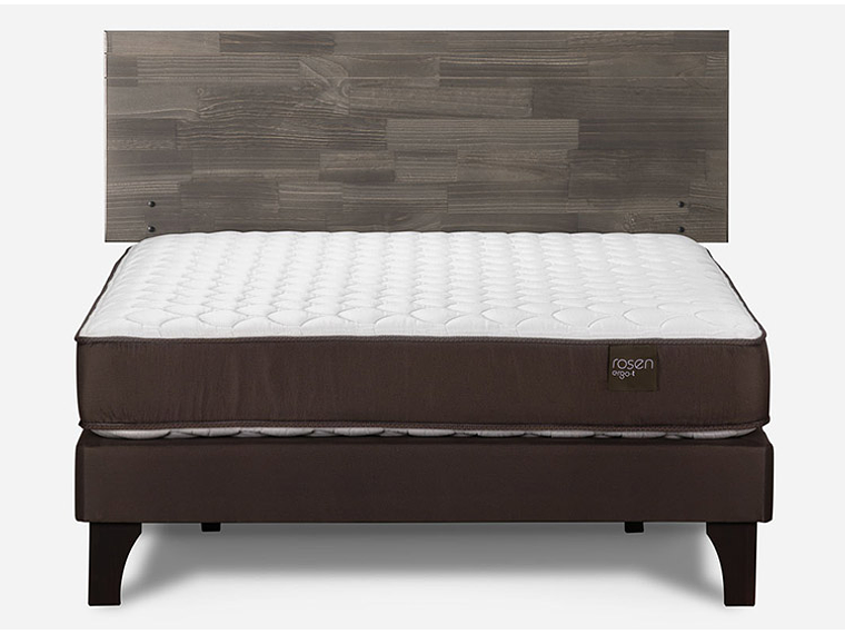 JUEGO DE DORMITORIO ROSEN CAMA EUROPEA ERGO T NEW BN 2 PLAZAS CAFÉ + RESPALDO TABOR GRIS 1