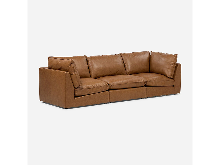 SOFÁ MODULAR SEATTLE 3 PIEZAS CUERO CAMEL 1