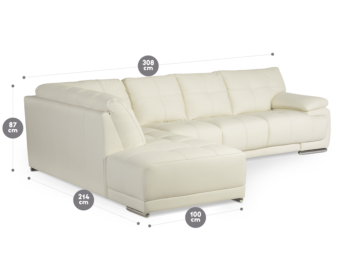 SOFÁ SECCIONAL ROSEN 6974 IZQUIERDO CUERO EN COLOR BLANCO 10
