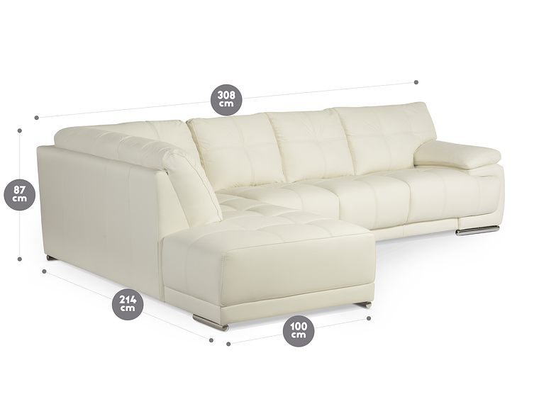 SOFÁ SECCIONAL ROSEN 6974 IZQUIERDO CUERO EN COLOR BLANCO 10