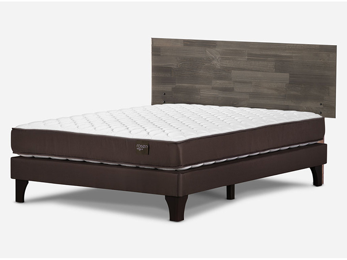 JUEGO DE DORMITORIO ROSEN CAMA EUROPEA ERGO T NEW BN 2 PLAZAS CAFÉ + RESPALDO TABOR GRIS 2