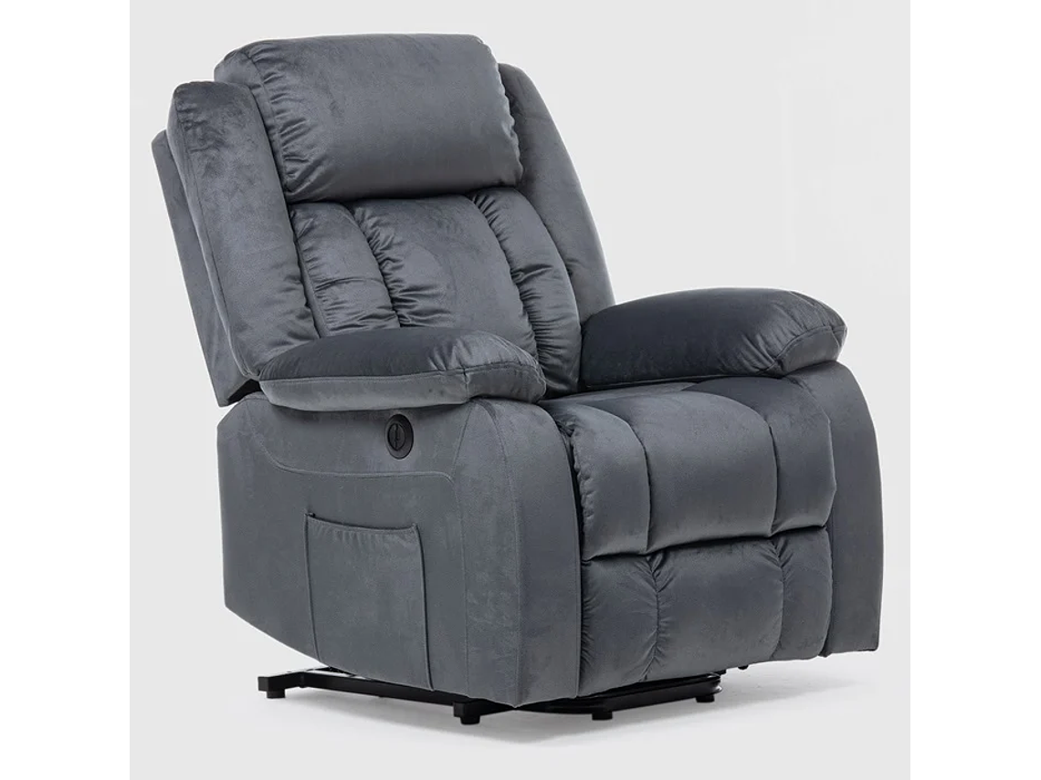 BERGER RECLINABLE ELÉCTRICO LIFT + MASAJE + CALENTADOR LIVORNO GRIS KM8822MDG 3
