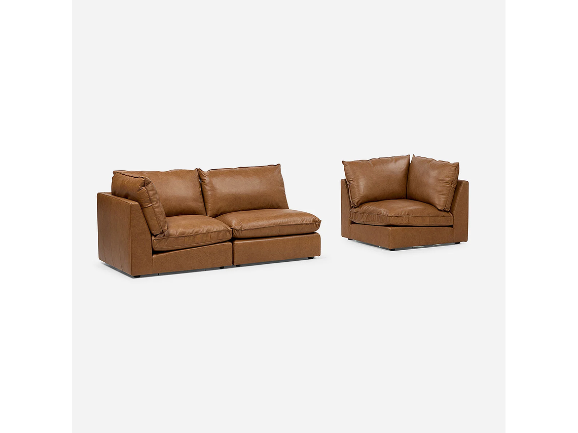 SOFÁ MODULAR SEATTLE 3 PIEZAS CUERO CAMEL 3