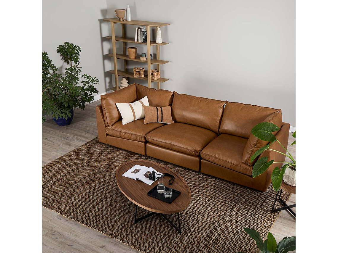 SOFÁ MODULAR SEATTLE 3 PIEZAS CUERO CAMEL 9