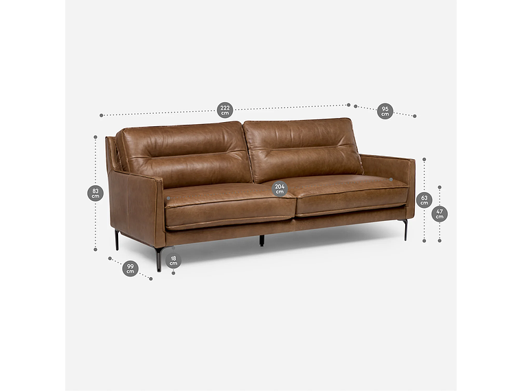 SOFÁ BARI 3 CUERPOS CUERO MARRÓN 5