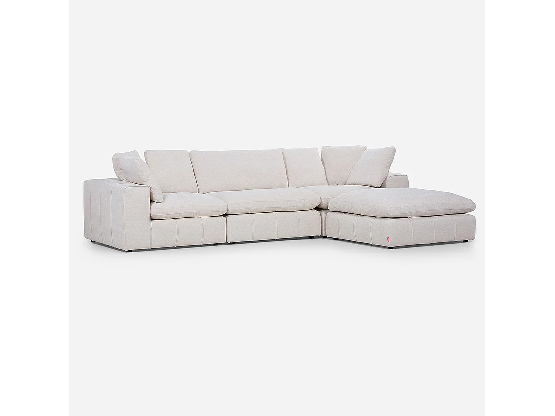 SOFÁ ROSEN BLANCO CRUDO SECCIONAL DORNIE TELA 4 PIEZAS 3