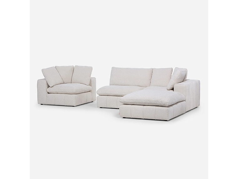SOFÁ ROSEN BLANCO CRUDO SECCIONAL DORNIE TELA 4 PIEZAS 4