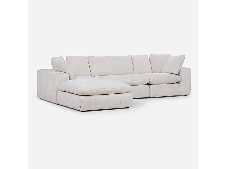 SOFÁ ROSEN BLANCO CRUDO SECCIONAL DORNIE TELA 4 PIEZAS 5