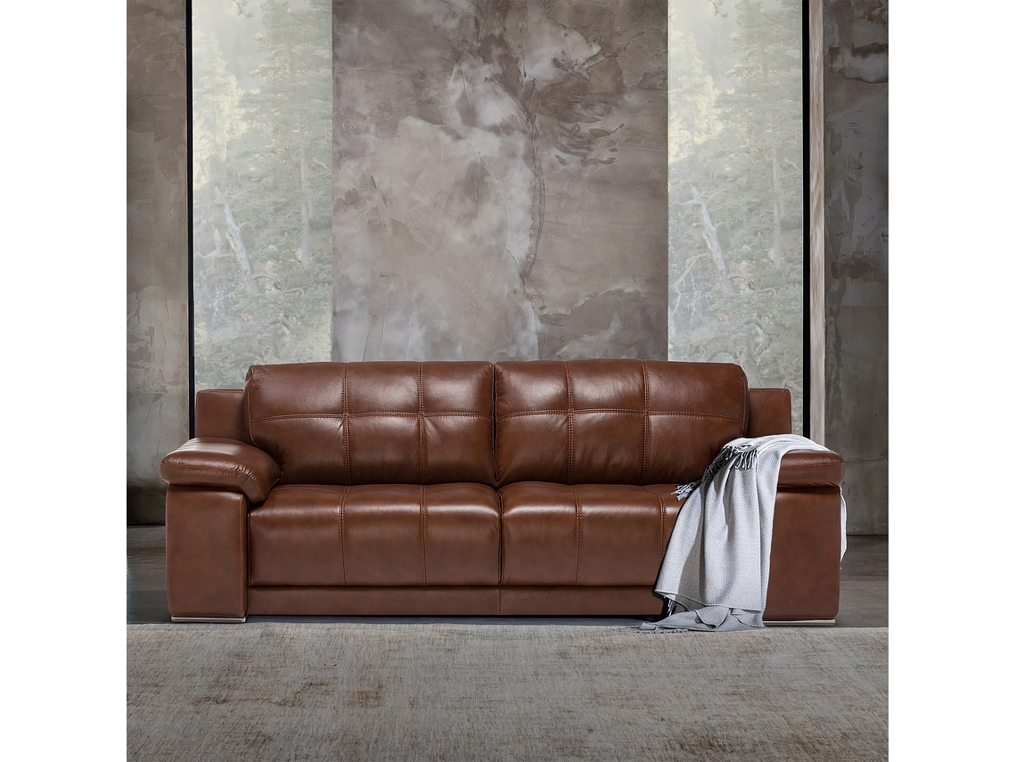 SOFÁ ROSEN 5037 3 CUERPOS CUERO CARAMELO 9