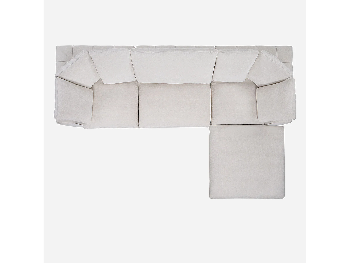 SOFÁ ROSEN BLANCO CRUDO SECCIONAL DORNIE TELA 4 PIEZAS 6