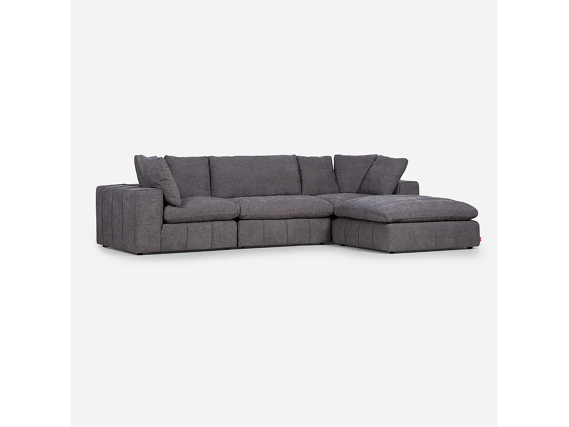 SOFÁ ROSEN GRIS SECCIONAL DORNIE TELA 4 PIEZAS 1