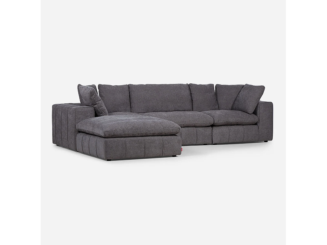 SOFÁ ROSEN GRIS SECCIONAL DORNIE TELA 4 PIEZAS 3