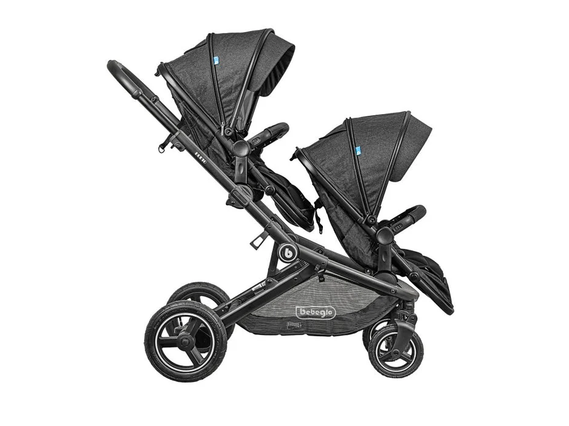 COCHE DOBLE TRAVEL SYSTEM BEBEGLO DUETO GRIS 2