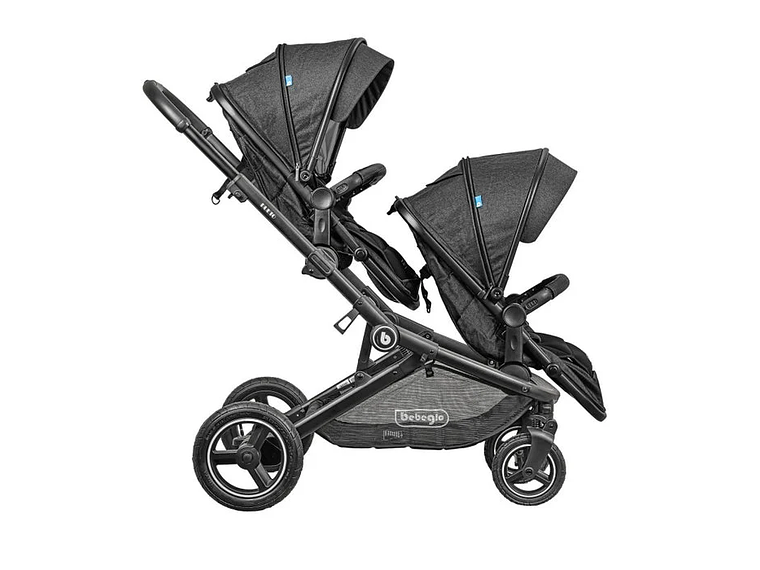 COCHE DOBLE TRAVEL SYSTEM BEBEGLO DUETO GRIS 2
