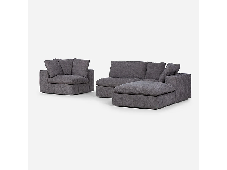 SOFÁ ROSEN GRIS SECCIONAL DORNIE TELA 4 PIEZAS 6