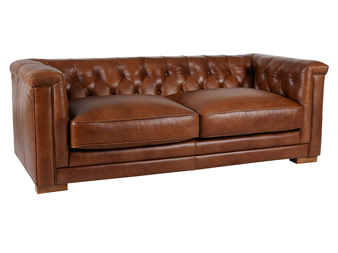 SOFÁ CIC CHESTERFIELD SIENA 3 CUERPOS CUERO CHOCOLATE 1