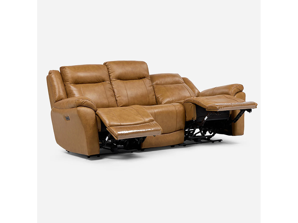 SOFÁ RECLINABLE RIMINI 3 CUERPOS ELÉCTRICO CUERO WHISKEY 1