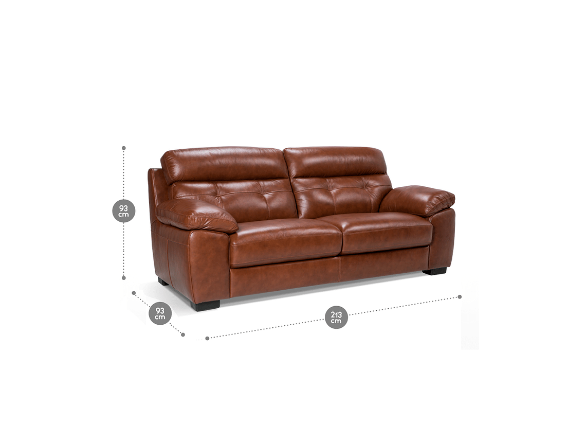 SOFÁ ROSEN FLAMINIO 3 CUERPOS CUERO CARAMELO 7