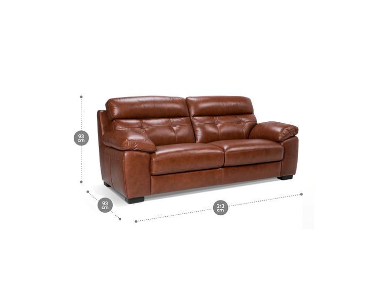 SOFÁ ROSEN FLAMINIO 3 CUERPOS CUERO CARAMELO 7