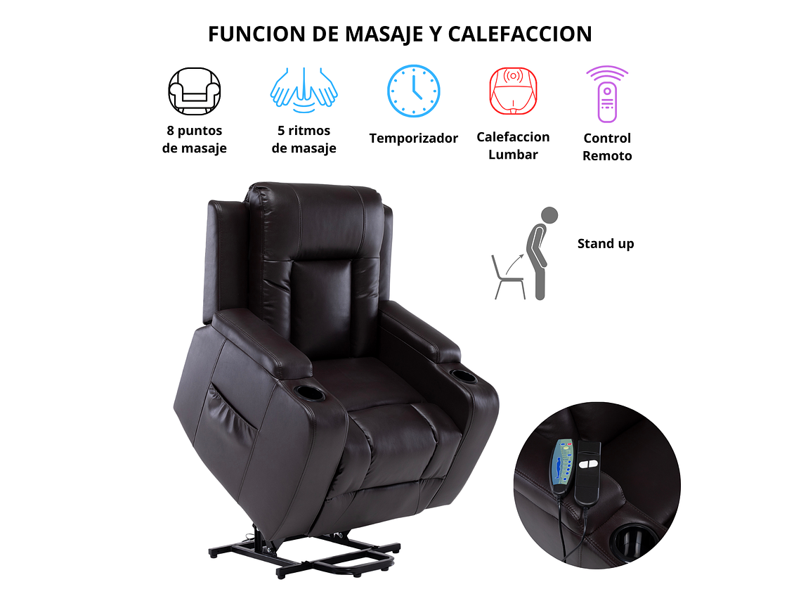 BERGER STAND UP BROWN CON VIBROMASAJE 8 PUNTOS + CONTROL REMOTO + CALEFACCION 8