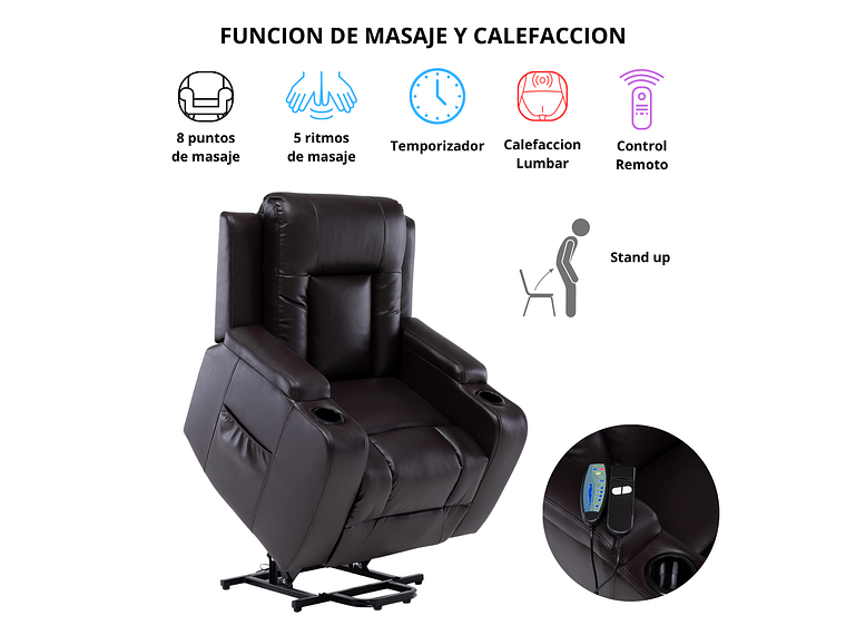 BERGER STAND UP BROWN CON VIBROMASAJE 8 PUNTOS + CONTROL REMOTO + CALEFACCION 8