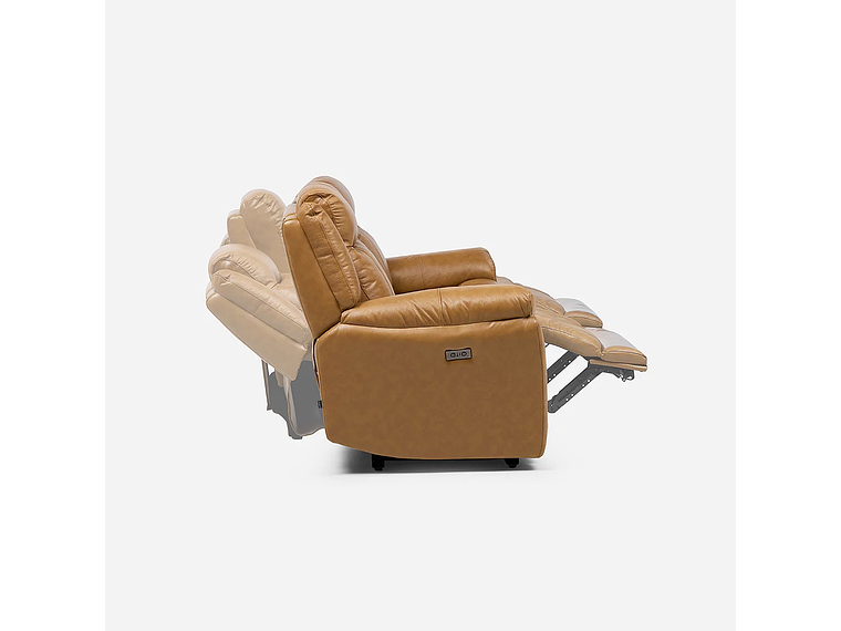 SOFÁ RECLINABLE RIMINI 3 CUERPOS ELÉCTRICO CUERO WHISKEY 3