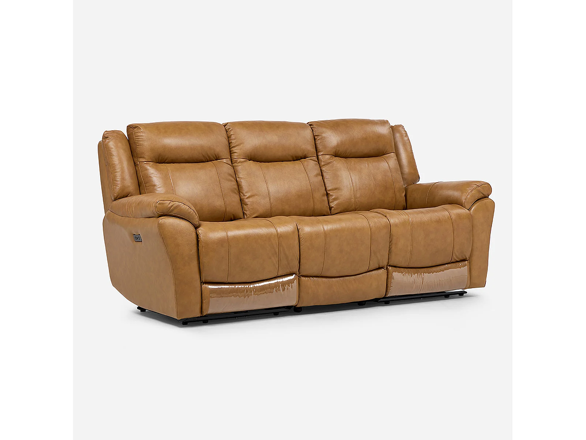 SOFÁ RECLINABLE RIMINI 3 CUERPOS ELÉCTRICO CUERO WHISKEY 6
