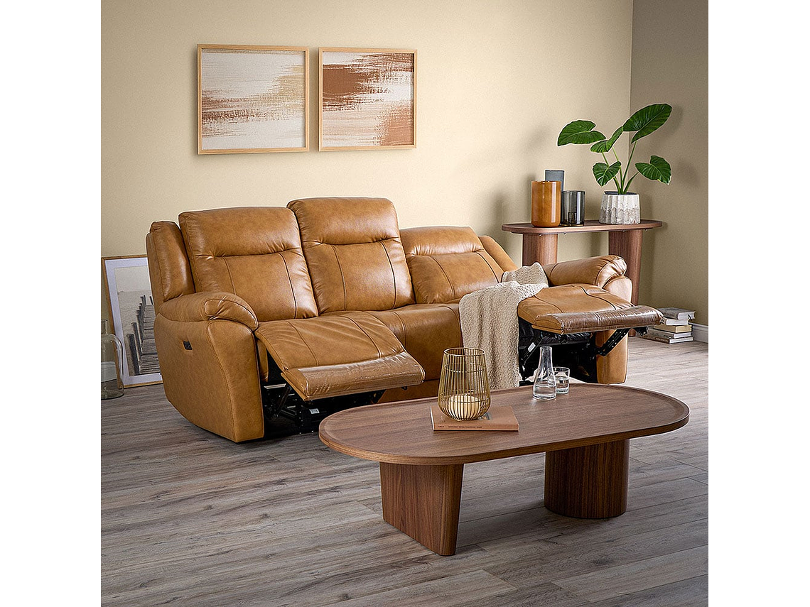 SOFÁ RECLINABLE RIMINI 3 CUERPOS ELÉCTRICO CUERO WHISKEY 9