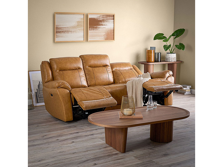 SOFÁ RECLINABLE RIMINI 3 CUERPOS ELÉCTRICO CUERO WHISKEY 9