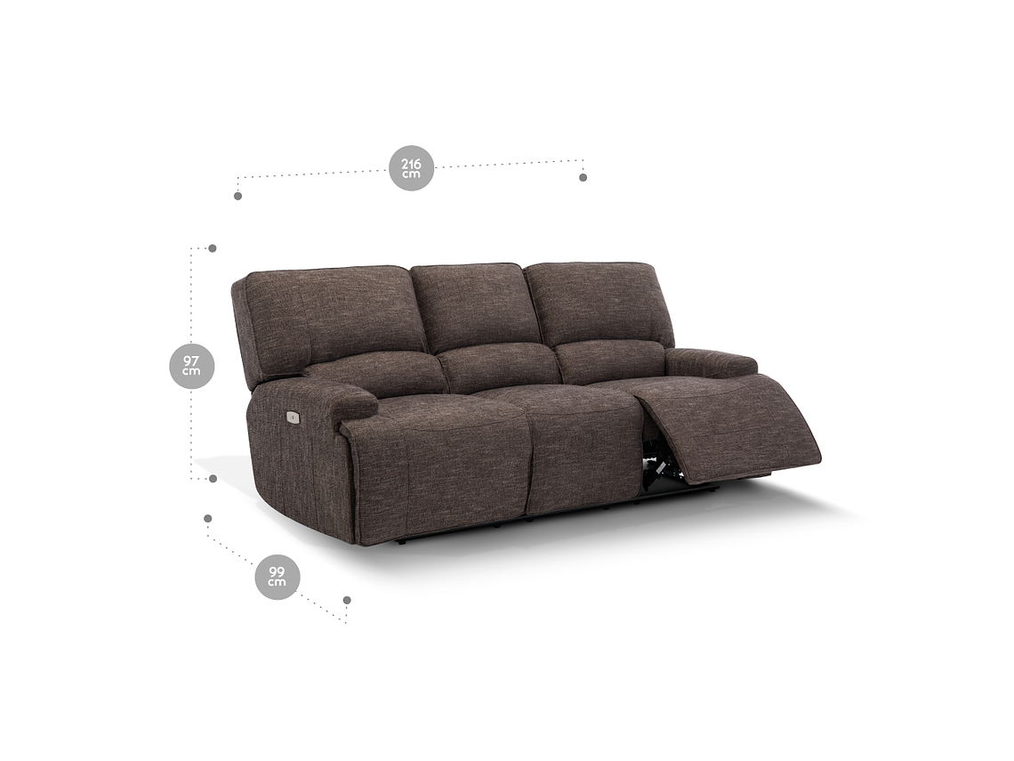 SOFÁ RECLINABLE ROSEN JAGGER 3 CUERPOS TAUPE ELÉCTRICO 3