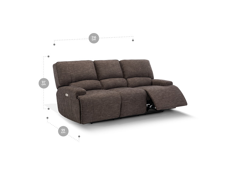SOFÁ RECLINABLE ROSEN JAGGER 3 CUERPOS TAUPE ELÉCTRICO 3