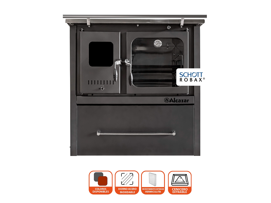 COCINA A LEÑA ALCAZAR EUROPEA M80 GRIS 2