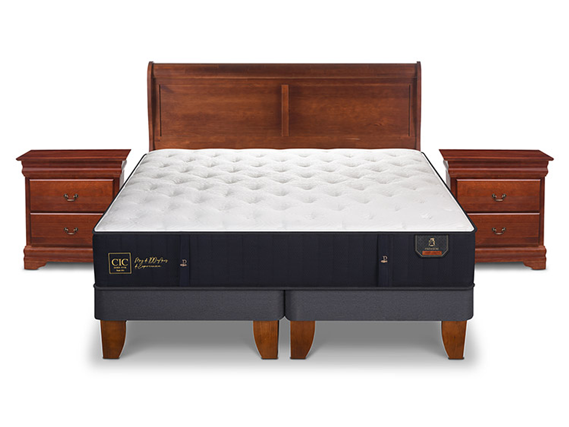 JUEGO DE DORMITORIO CIC CAMA EUROPEA PREMIUM KING + SET MIRO 1