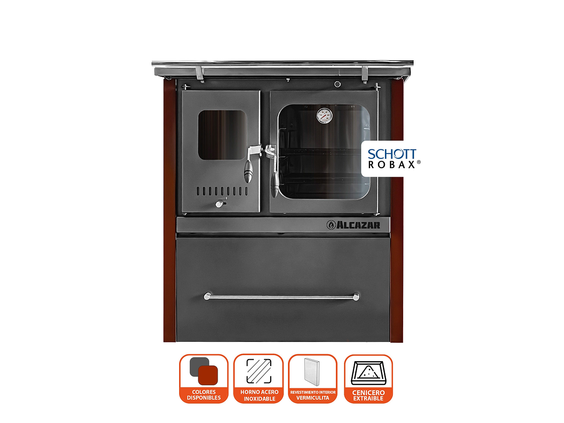 COCINA A LEÑA ALCAZAR EUROPEA M80 BURDEO 2