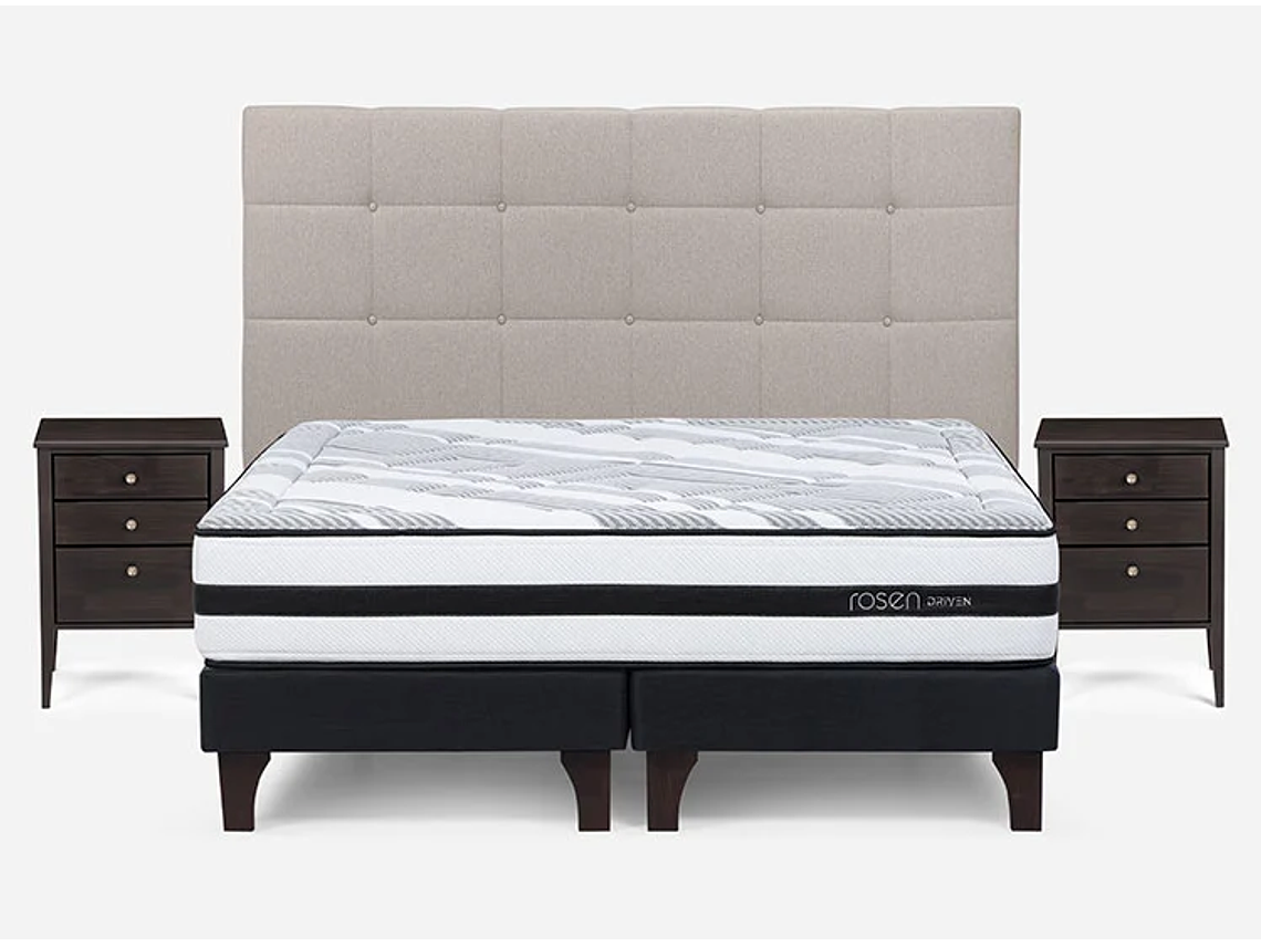 JUEGO DE DORMITORIO ROSEN CAMA EUROPEA DRIVEN SÚPER KING GRAFITO + SET ISSEY NIEBLA 1