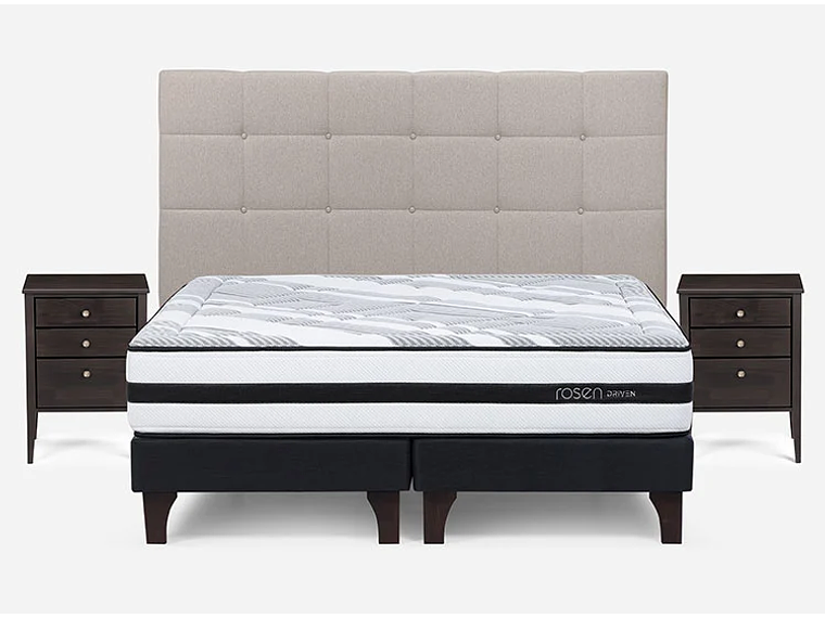 JUEGO DE DORMITORIO ROSEN CAMA EUROPEA DRIVEN SÚPER KING GRAFITO + SET ISSEY NIEBLA 1