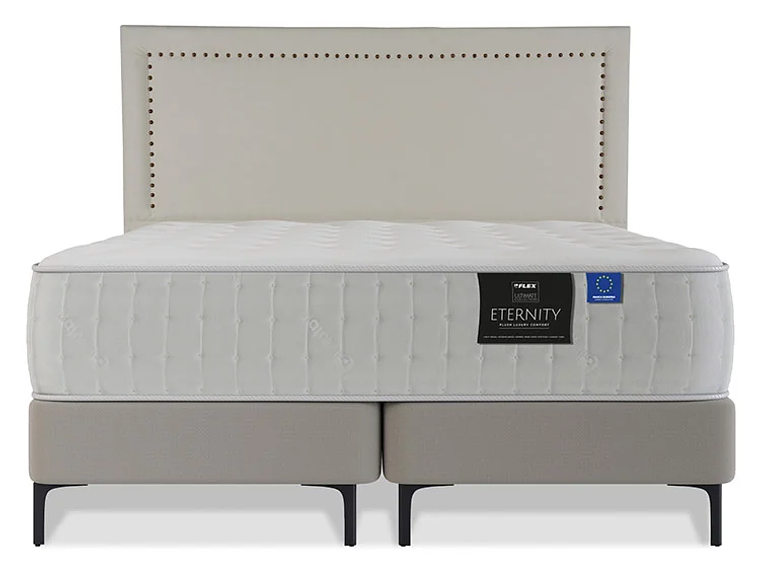 JUEGO DE DORMITORIO FLEX CAMA EUROPEA ETERNITY TOP KING ARENA + RESPALDO TACHAS CRUDO 1