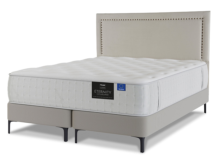 JUEGO DE DORMITORIO FLEX CAMA EUROPEA ETERNITY TOP KING ARENA + RESPALDO TACHAS CRUDO 2