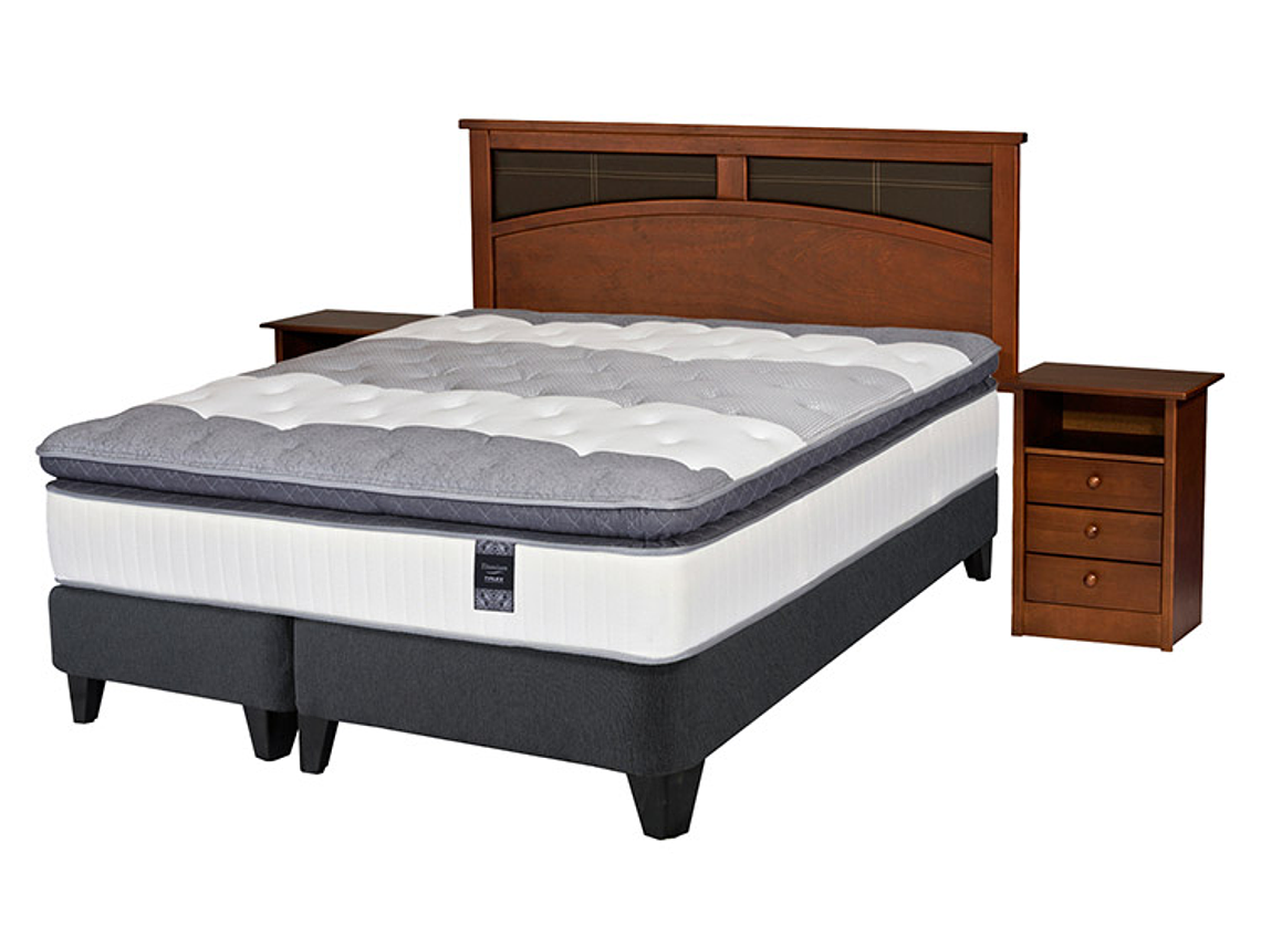 JUEGO DE DORMITORIO FLEX CAMA EUROPEA TITANIUM NEW BOX KING + SET CASTELL 2