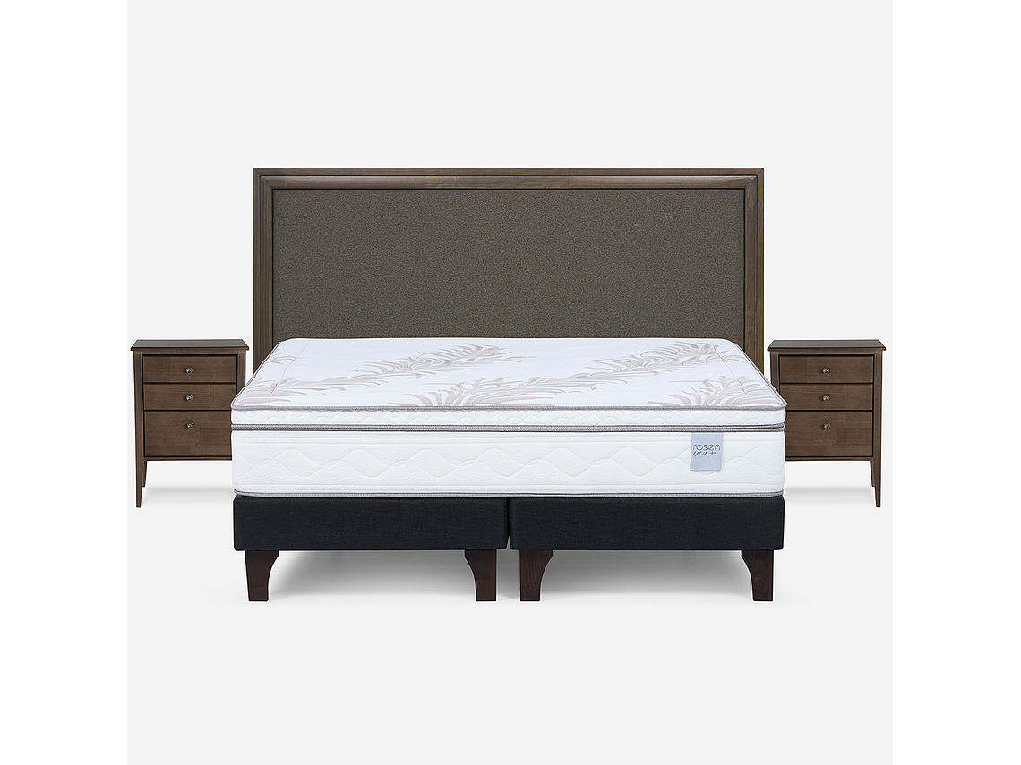 CAMA EUROPEA NEO PLUS KING BD + RESPALDO NOLITA CAFÉ+VELADOR 1